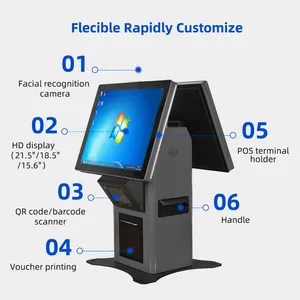 Capacitieve Touch Desktop/Colomn Single/Dual Screen Self Service Scanner Printer Ticket Ticket Kiosk In Schilderachtige Zone