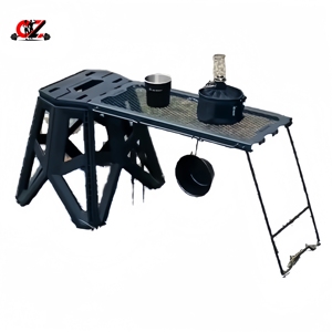 CZFIT Outdoor Multifunctional Waterproof Breathable Folding <b>Table</b> Grid Mesh Pattern Stool Side-Hanging Portable Camping Picnic - Product Image 1