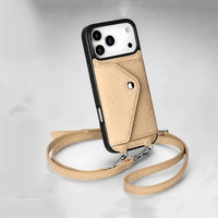 Minibook Pebble Grain Leather Handcrafted Genuine Leather Crossbody Phone case dengan Dompet untuk iphone 18 Pro Max Leather case