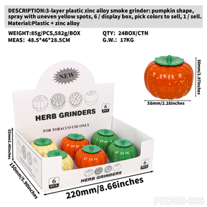 เครื่องบดยาสูบสมุนไพรวานิลลาผสมโลหะสังกะสีพลาสติก3ชั้นดีไซน์ผลไม้รูปฟักทองสีสันสดใส - Product Image 6