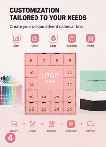 Custom Pink <b>Christmas</b> Advent Calendar <b>Box</b> with Numbered Drawers Gold Foil Logo Printing for Candy Jewelry and Small Gifts - Product Image 5