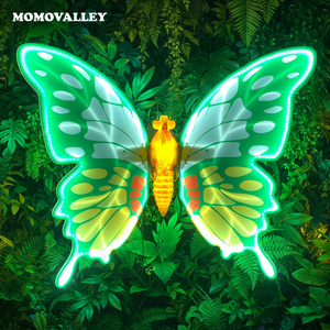 ไฟประดับรูปผีเสื้อ 3 มิติ โมโมวัลเลย์ ดีไซน์ระดับมืออาชีพ ทนทานต่อสภาพอากาศ โครงสร้าง ABS พร้อมไฟ LED สำหรับสถานที่ท่องเที่ยว สวนสนุก - Product Image 3