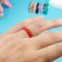 Bague extensible en perles rondes de 4 mm en pierres précieuses naturelles, faite à la main, empilable, bijoux en gros