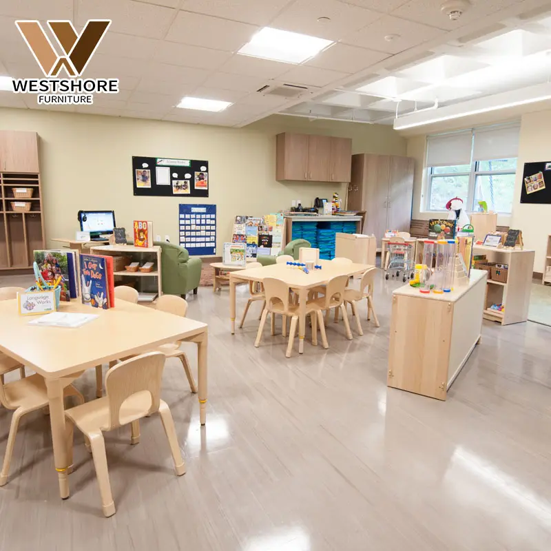 Wooden Preschool Montessori Furniture Daycare Kindergarten School Table Chair Sets Childcare Nursery Classroom Design Sets