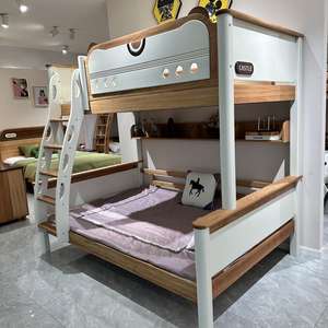 أثاث حديث للأطفال من فوشان سرير من الخشب الصلب سرير مرتفع للفتيات والأولاد مع خزانة سلم لاستخدام غرف النوم - Product Image 2