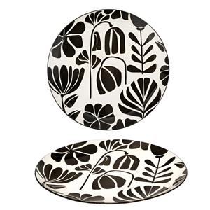 Assiette plate en porcelaine Lime torsadée, diamètre [indiquer le diamètre] 27CM, NOIR ET BLANC - Product Image 1