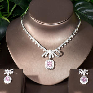 Hibide ใหม่ชุดเครื่องประดับแอฟริกัน2ชิ้นสำหรับงานแต่งงานหรูหราสร้อยคอ naija Dubai ลูกบาศก์ Zirconia เครื่องประดับ N-118สำหรับเจ้าสาว - Product Image 2