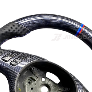 Volant <span class=keywords><strong>de</strong></span> voiture en cuir et fibre <span class=keywords><strong>de</strong></span> carbone Plug&Play E46 m Sports pour BMW M3 M5 M6 E46 E39 E53 330ci 325i E60 E63 E64 X5 - Product Image 2