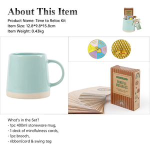 Bespritgift Get-Well thời gian để thư giãn Kit Chánh Niệm thẻ đồ đá xử lý Tách Trà Cá nhân gốm Mug Set cho thư giãn - Product Image 2