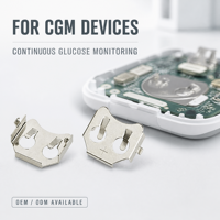 Pile bouton médicale Ieeton CR1216 SMT nickelée SUS301 pour moniteur de glycémie CGM, avec bande négative sur bobine pour circuit imprimé (OEM)