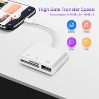 3-en-1 USB C para SD TF Adaptador de lector de tarjetas de memoria Instalación externa Compatible con iPhone iPad y cámara USB