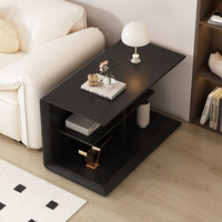 Table basse rectangulaire moderne minimaliste en bois noir avec étagère en forme de L, meubles de salon, design minimaliste