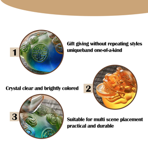 Pixiu de Cristal Liuli Hecho a Mano, Fundición a la Cera Perdida, Bestia de la Riqueza Feng Shui para el Hogar y la Oficina - Product Image 3