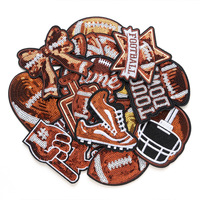 Patchs brodés à thème football, tendance, marron, avec paillettes, pour vêtements, sacs et décorations d'emballages