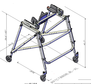 Aide aux marcheurs antérieures CT8333L-XL âge complet cadre d'entraînement à la marche pédiétrique avec <span class=keywords><strong>roulettes</strong></span> de verrouillage et assistance pliante - Product Image 5