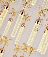 Bulle Salon De Luxe Cristal Colonne LED Lustre Simple Long pour High-Rise Villa Duplex Escaliers 3D Imprimé Moyen pour Hall