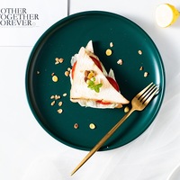 Assiettes en céramique de style nordique, blanc, rose, bleu, vert, vaisselle de fête, 6, 8, 10 pouces avec bordure en or, vente en gros
