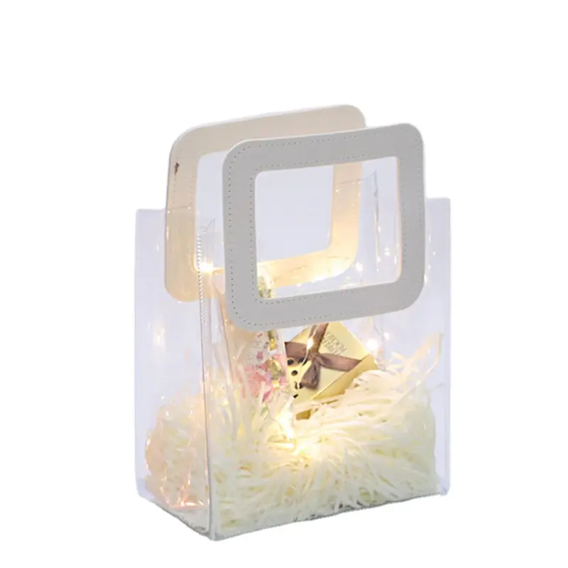 2022 Factory Price Clear Transparent Plastic Large Tote PVC Gift handbag PVC Shopping Bag With Handle