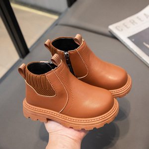 Chaussures Enfant Tendance, Bottines Britanniques avec Fermeture Éclair Latérale en Cuir PU pour Garçon et Fille, Chaussures de Marche d'Extérieur, Bottes d'Hiver pour Enfants - Product Image 6
