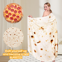 Hot Sale Neuheit Realistische Pizzas Decken Lustige Geburtstags geschenke Essen Runde Benutzer definierte Weiche Flanell Pizza Decke Für Kinder Und Erwachsene