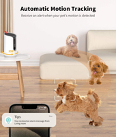 Distributeur automatique intelligent de friandises pour animaux de compagnie avec caméra et rotation à 360°, contrôle à distance par application pour chiens et chats
