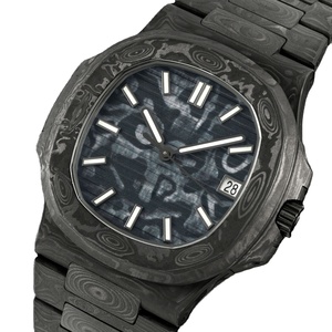 Meilleure Vente Montre Classique Élégante en Fibre de Carbone Texturée Camouflage Cadran Noir Élégant Date Automatique Étanche Montre-Bracelet de Luxe - Product Image 2