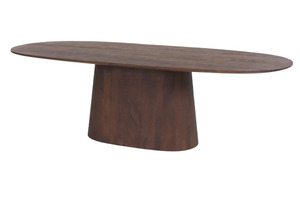 Hiện đại Đan Mạch hình bầu dục phong cách Châu Âu óc chó rắn gỗ bàn ăn với bệ gỗ cơ sở - Product Image 6