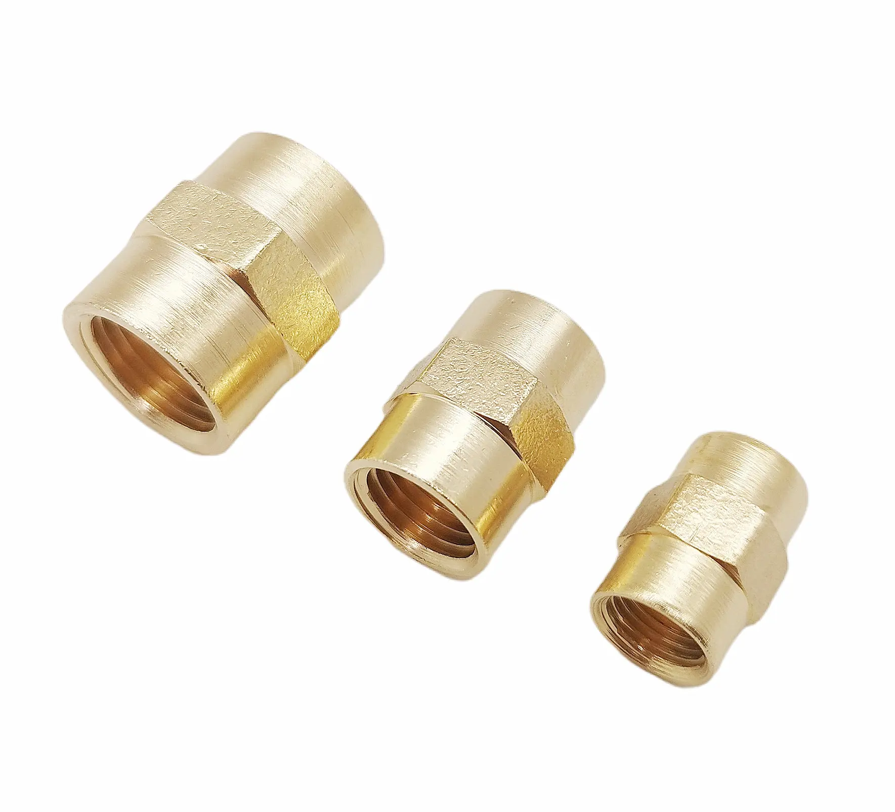 Encaixe de cabeça de bronze personalizado, acoplamento hex de cabeça, 1/4 "-1" npt acessórios de tubulação de latão feminino