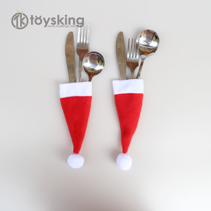 Рождественская Декоративная посуда, набор ножей и вилок, инструмент для хранения рождественской шляпы, праздничные украшения, прекрасные