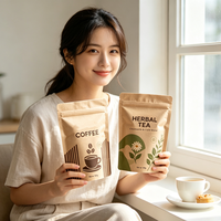 Sachet Doypack Personnalisé en Papier Kraft Imprimé, Qualité Alimentaire, Refermable avec Fermeture Éclair, pour Café Moulu, Tisanes, Fruits Séchés