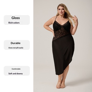 Production en usine de robes de nuit en satin grande taille avec dentelle pour femmes, lingerie sexy en dentelle pour le sexe - Product Image 2