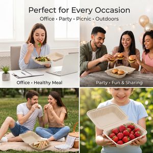 1500ml 9 Inch 100% Biodegradable & Compostable Bagasse Biodegradable Food Packaging Containers Food Boxes - Product Image 4