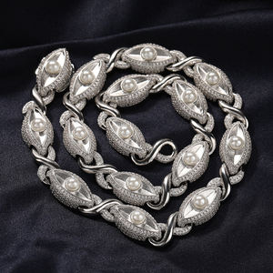 Collier personnalisé Hip-hop <span class=keywords><strong>Rap</strong></span> avec zircon étincelant, yeux en cristal de glace et yeux en perles, motif infini - Product Image 3