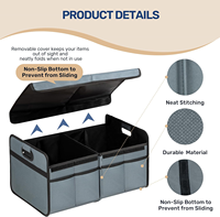 Organisateur de coffre de voiture avec couvercle, tissu Oxford 600D, boîte de rangement pliable avec base antidérapante pour SUV, camion, véhicule