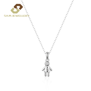 Precioso Collar de Plata de Ley 925 con Colgante de Muñecas de Pareja, Diamante Cultivado en Laboratorio, Niño y Niña, Bonito Regalo de Joyería para Mejores Amigos - Product Image 3