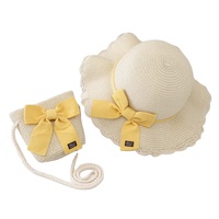 Custom Groothandel Kinderen Meisjes Strand Reizen Stro Hoed En Tas Set Karakter Brede Rand Zonnehoed Voor Baby Kids Zonnehoed Beachwear