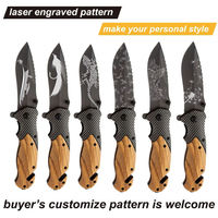 Couteau pliant personnalisé Bochen X50 avec manche en bois d'olivier, gravure laser DIY, couteau de poche EDC pour le camping, la chasse et les activités de plein air, vente en gros