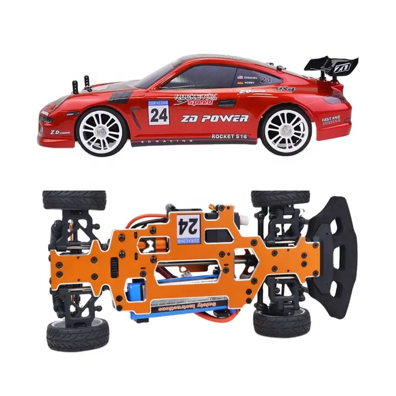 Metal Alloy Chassis with LED Light 4WD 2.4G Remote Control Toy RC Car 1/16 High Speed