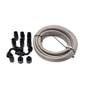 Kit de línea de combustible de PTFE/CPE trenzado de nailon y acero inoxidable reutilizable con conectores giratorios 4AN 6AN 8AN 10AN de 10FT <span class=keywords><strong>20FT</strong></span> 30FT para bombas de combustible - Product Image 1