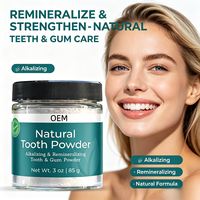 Poudre dentifrice alcaline reminéralisante naturelle à marque privée, soin végétalien des gencives, réparation de l'émail, poudre de soin buccal