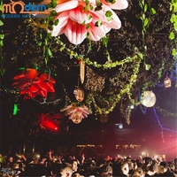 Discothèque Disco LED Light Plantes à fleurs gonflables avec taille et couleur personnalisables et ventilateur intégré pour le thème de la forêt de la jungle