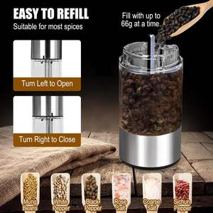 Moulin à sel et à poivre électrique rechargeable par USB de grande capacité 95 ml avec lumière LED - Product Image 3