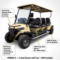 Carrito de Golf Eléctrico de 6 Plazas, Autonomía de 80-100 km, Motor de CA de 4 kW, Asientos Delanteros en 3 Filas, Fabricación OEM