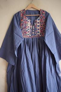 Long Embroidered Maxi <b>Dress</b> | Handmade Cotton <b>Dress</b> | <b>Bohemian</b> Oversized <b>Dress</b> | Ethnic Summer <b>Dress</b> | Afghani Neck Yoke <b>Dress</b> - Product Image 4