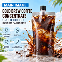 Concentré de café froid personnalisé en pochette souple avec bec verseur pour café à emporter, vente au détail, bureau, voyage, approvisionnement en gros
