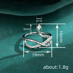 Anillo Abierto con Diseño de <span class=keywords><strong>Serpiente</strong></span> para Mujer, Accesorio de Joyería de Moda con Diseño Animal Único - Product Image 4