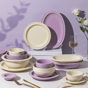 Service de vaisselle personnalisé avec logo d'entreprise, en céramique sous glaçure, compatible micro-ondes, style <span class=keywords><strong>Chanson</strong></span> française, idéal pour cadeaux d'affaires, comprenant bols, assiettes et plats, design sur mesure - Product Image 2