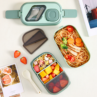 Lonchera Aislada Apta para Alimentos con Tapa de Plástico, 3 Compartimentos y Gran Capacidad - Portátil para la Escuela, el Trabajo y el Picnic