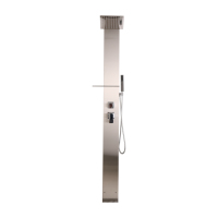 Panneau de douche cascade extérieur LANO contemporain autoportant en acier inoxydable 316 à double poignée, fixation au sol