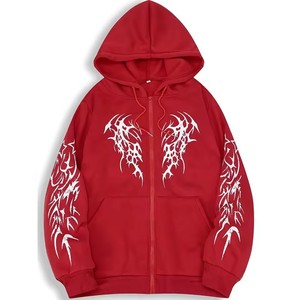 Felpa con Cappuccio e Zip per <span class=keywords><strong>Uomo</strong></span>, Traspirante, Casual e alla Moda, con Stampe Colorate in Stile Hip-hop da Strada, Abbigliamento Sportivo Maschile - Product Image 6